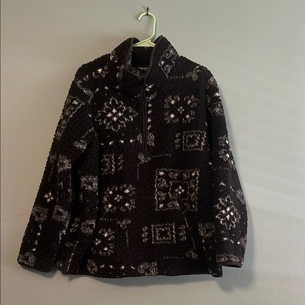 Wrangler Black and White Teddy Jacket with Bandana Pattern